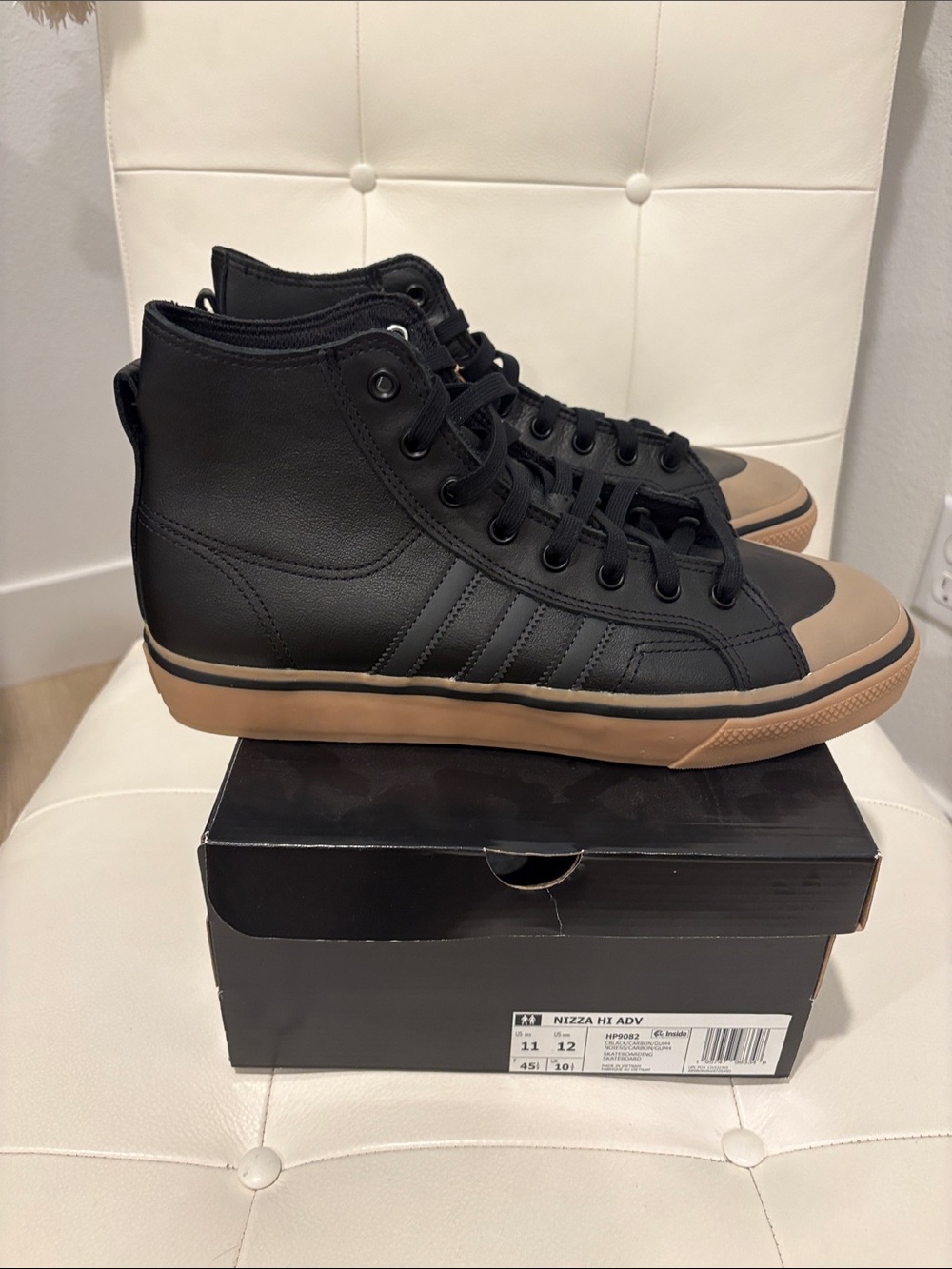 Adidas Nizza High ADV Skateboarding Sneaker Gum Sole Black Men's Shoes Sz 11 NWT - Picture 2 of 12